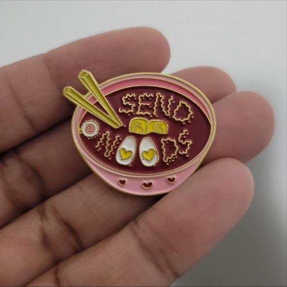 Pho Enamel Pin, Send Noodles, Enamel Pin, Pink Bowl - Picture 2 of 3
